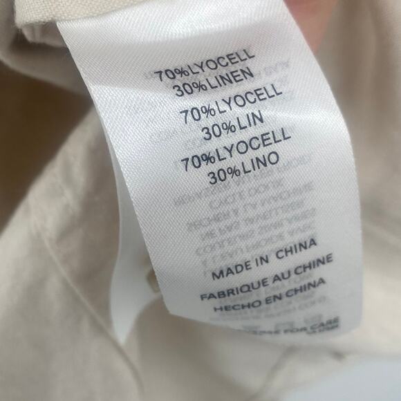 DL1961 Lexia Linen Midi Dress Tie Belted Sleeveless Button Down Cream Womens XS - Picture 9 of 11